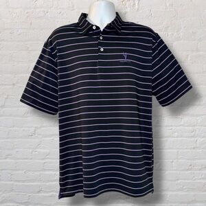 Johnnie-O Phoenix CC Polo Shirt Men’s XL Black Purple Stripe Golf Stretch